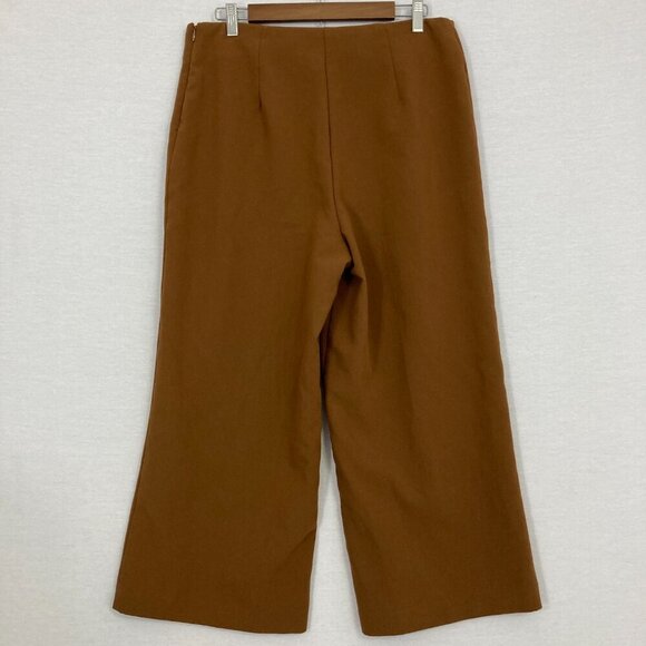 Joie Brown Side Zip Wide Leg Ankle Pants size 12 Office Career - Picture 8 of 9